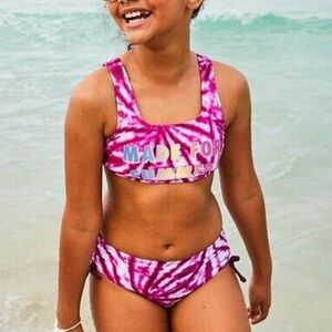 NWT JUSTICE Made for Summer 2 piece Swimsuit Bathing Suit Girls 10 Magenta
